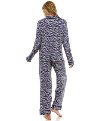 Women's 2-Piece Long Sleeve Top and Printed Pajama Set