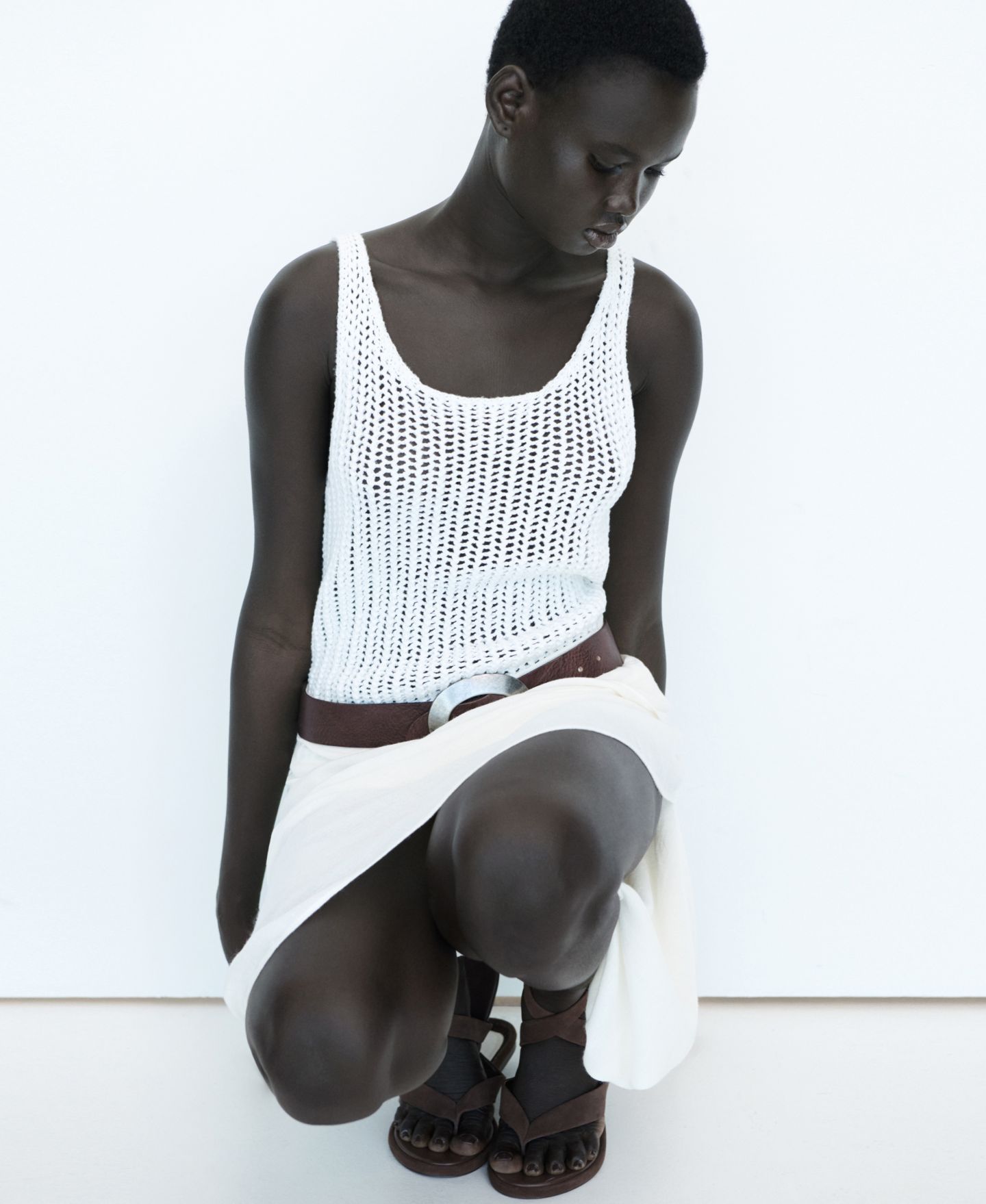 Женский топ Mango Straps Crochet, цвет: Молочный белый — фото 6