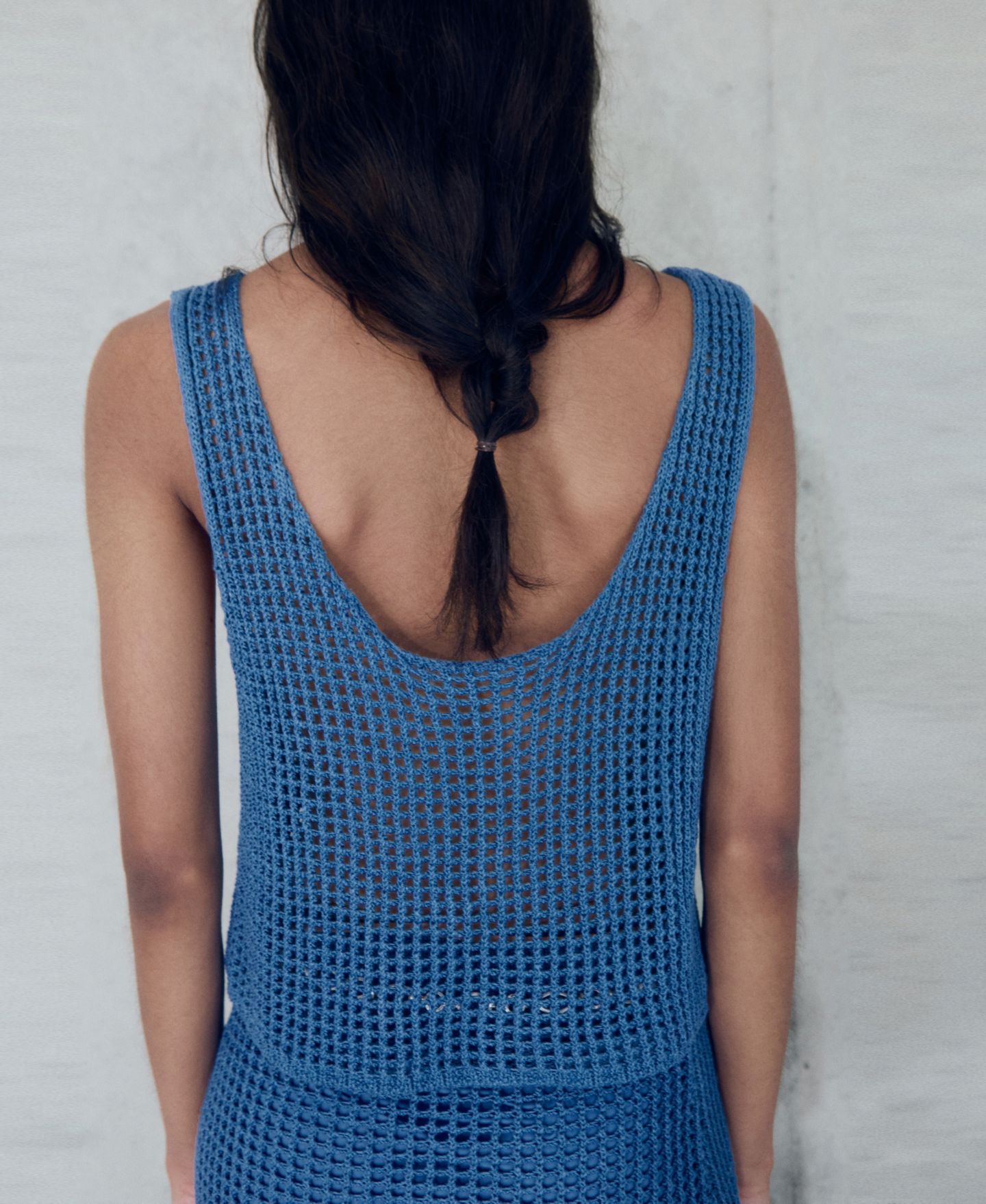 Женский топ Mango Knitted Crop, цвет: Синий — фото 2