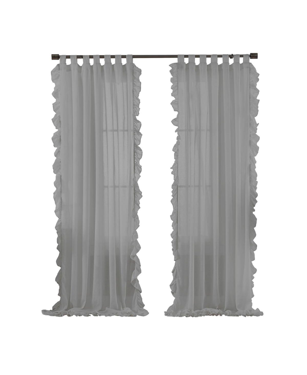Elrene Home Fashions Bella Tab-Top Ruffle Sheer Window Curtain