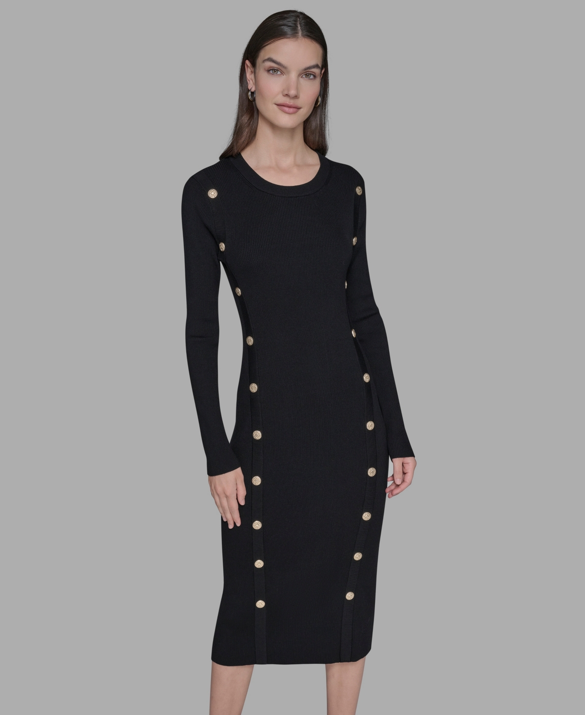 Karl Lagerfeld Women's Long Sleeves Bodycon Dress In Black