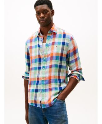Tommy Hilfiger - Men's Regular-Fit Linen Madras Shirt