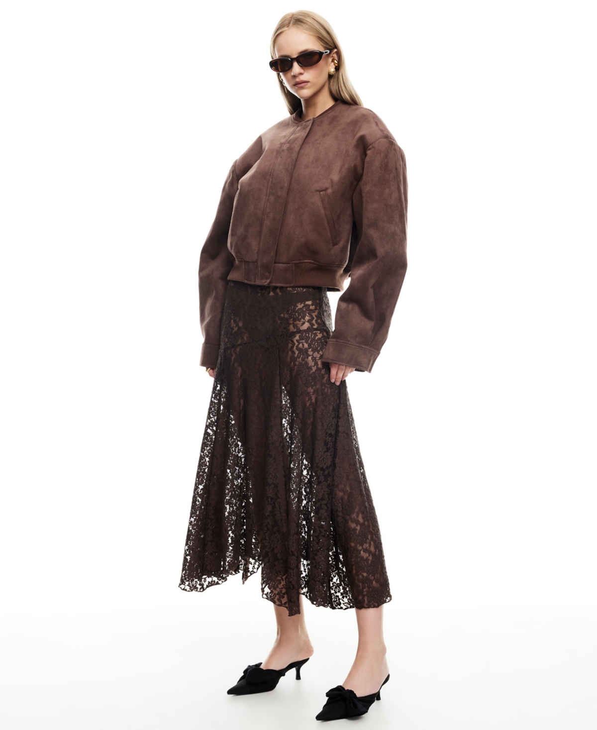 Lioness Women's Legacy Suede Bomber Jacket In Brown