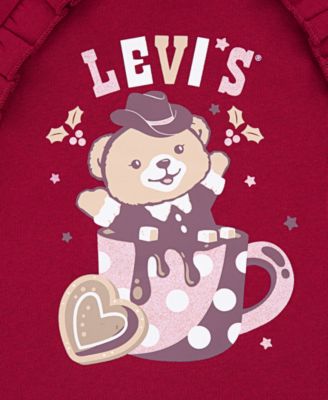 Toddler Girls 2-Piece Ruched Crewneck Sweatshirt and Flared Jeans Set