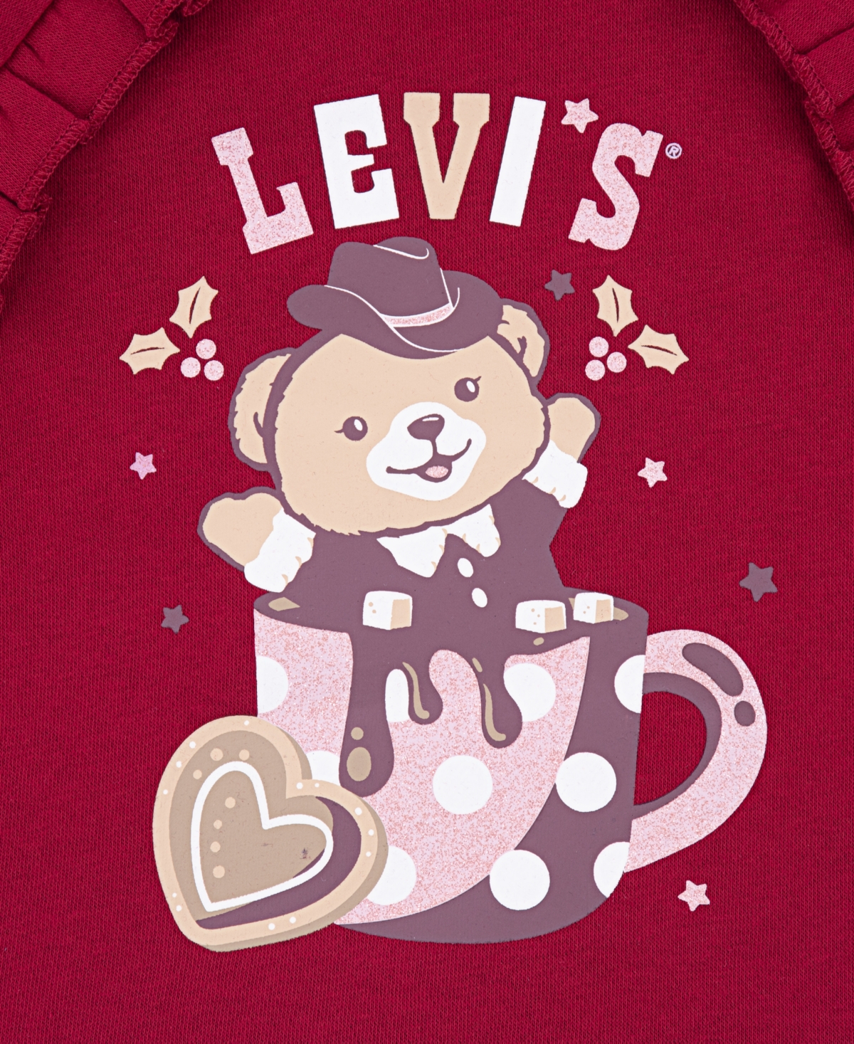 Levi's Toddler Girls 2-Piece Ruched Crewneck Sweatshirt and Flared Jeans Set