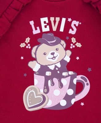 Little Girls 2-Piece Ruched Crewneck Top and Flared Jeans Set