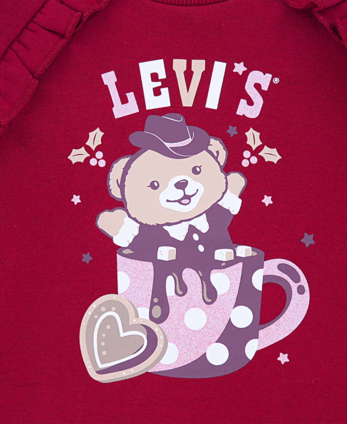 Levi's Little Girls 2-piece Ruched Crewneck Top And Flared Jeans Set In Blue