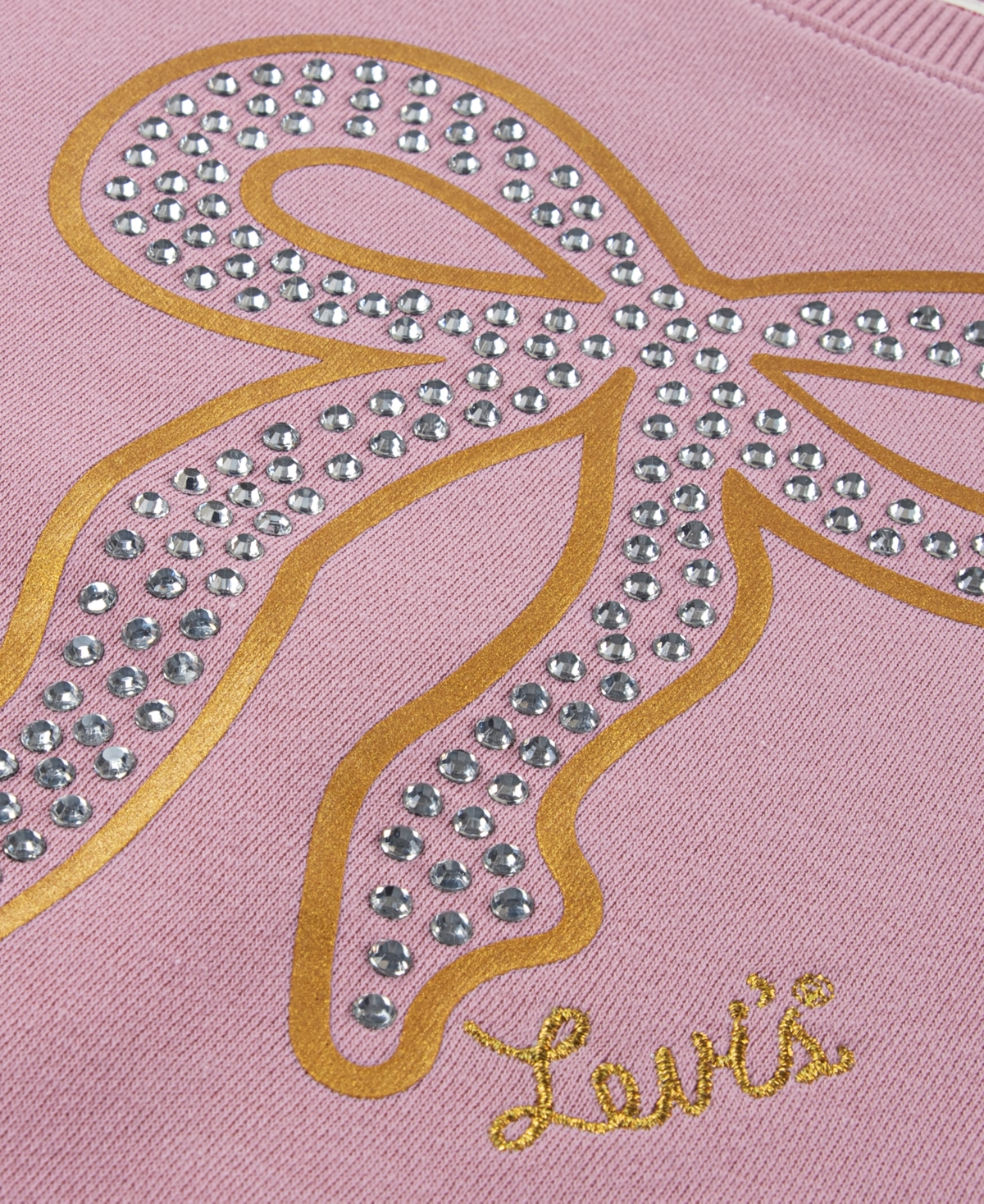 Levi's Girls Meet And Greet Ribbed Crewneck Long Sleeve T-shirt In Pink