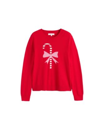 Women's Wool-Cashmere Candy Cane Sweater