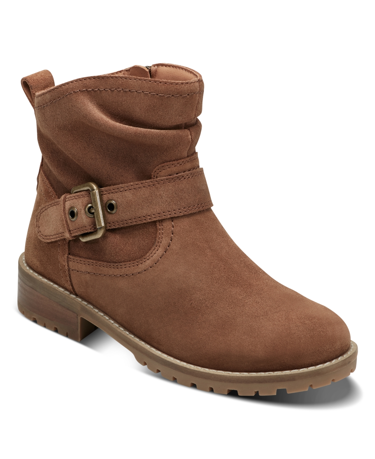 Earth Women's Thrill Buckle Strap Ruched Booties In Brown