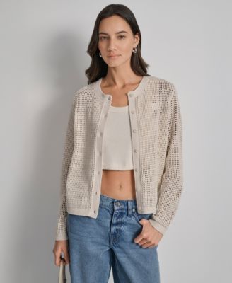 DKNY Jeans - Women's Baby Chenille Open-Stitch Long-Sleeve Cardigan