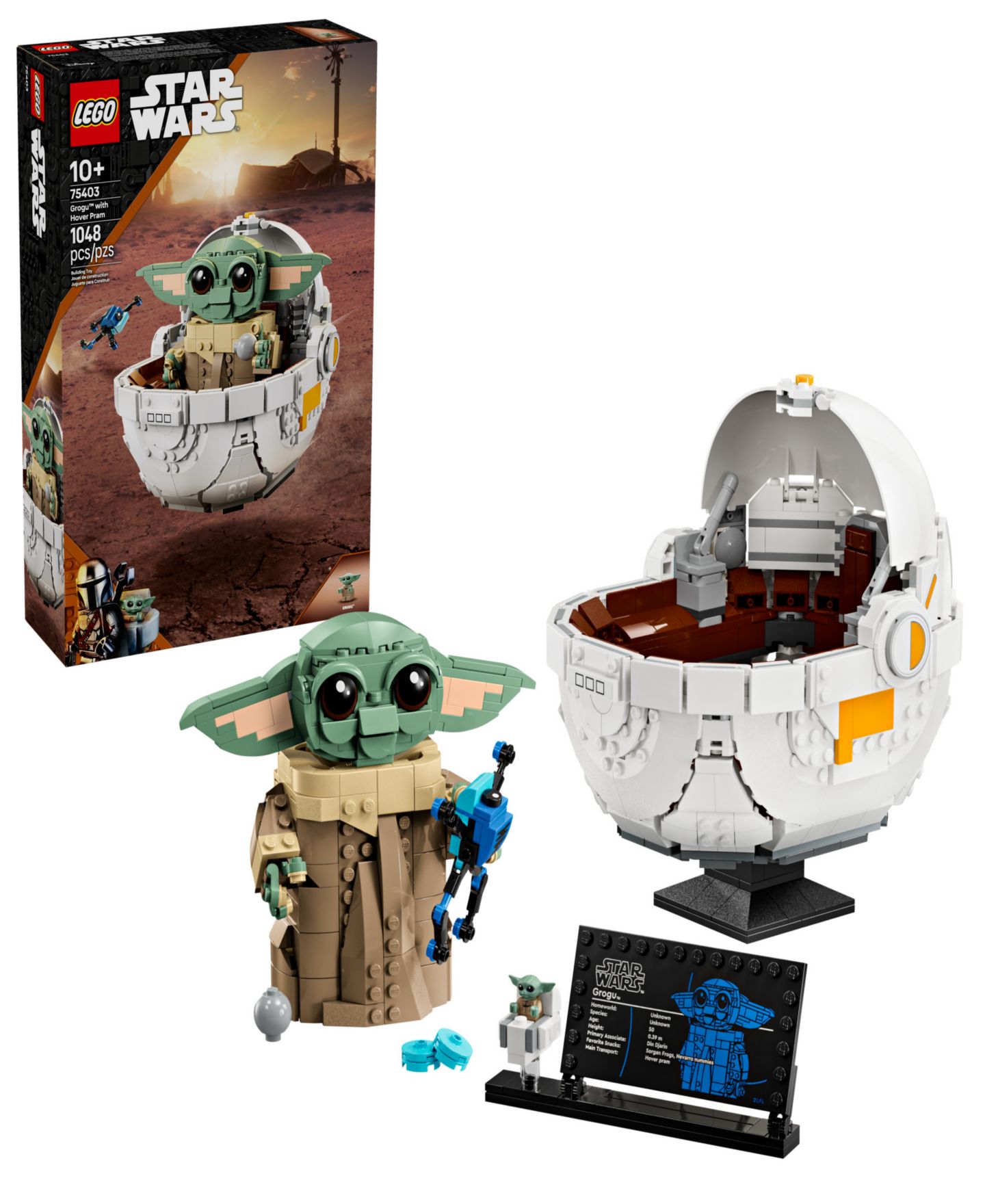 Детские конструкторы LEGO® Star Wars the Mandalorian Grogu with Hover Pram Buildable Figure 75403, 1048 Pieces — фото 1