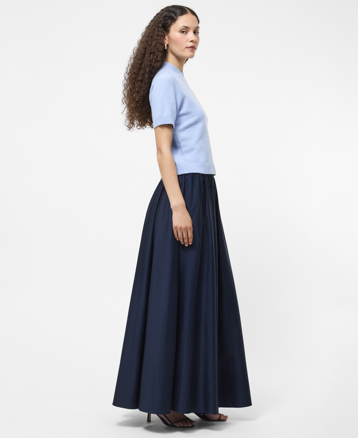 French Connection Vhari Short Sleeve Crop Sweater In Blue