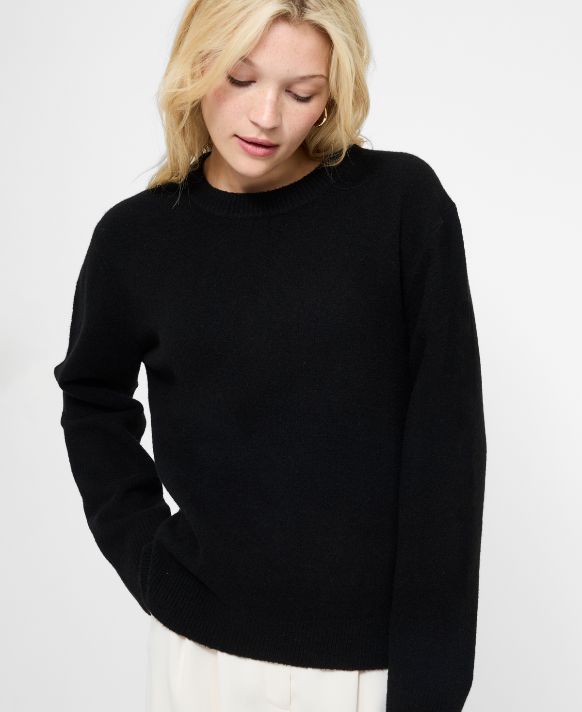 French Connection Crewneck Pullover Sweater In Black