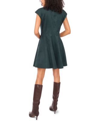 Women's Faux-Suede Cap Sleeves Mini Dress