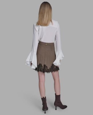 Women's Lace Hem Pleated Skirt