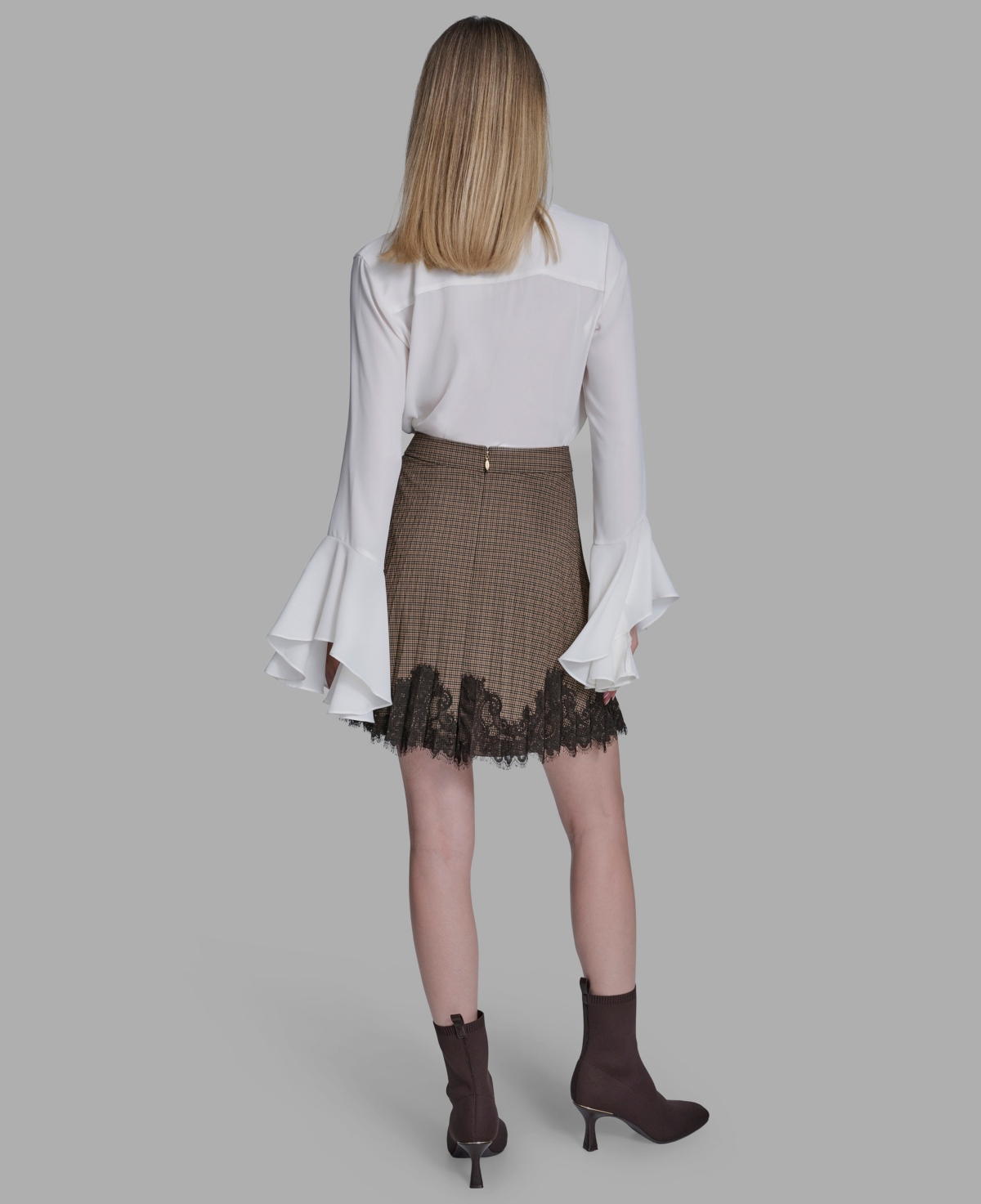 Bcbg Women's Lace Hem Pleated Skirt In Brown
