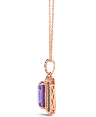 Deep Sea Blue Topaz (3-9/10 ct. t.w.), Chocolate Diamond (1/4 ct. t.w.) and Nude Diamond (1/5 ct. t.w.) Pendant Necklace in 14k Strawberry Gold