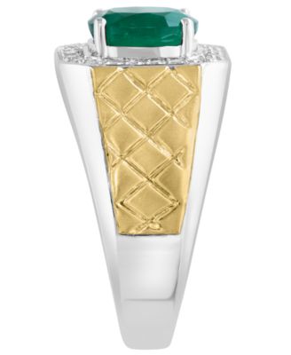 Men's Diamond (1/3 ct. t.w.) and Emerald (1-1/2 ct. t.w.) Ring in 14K Two Toned Gold