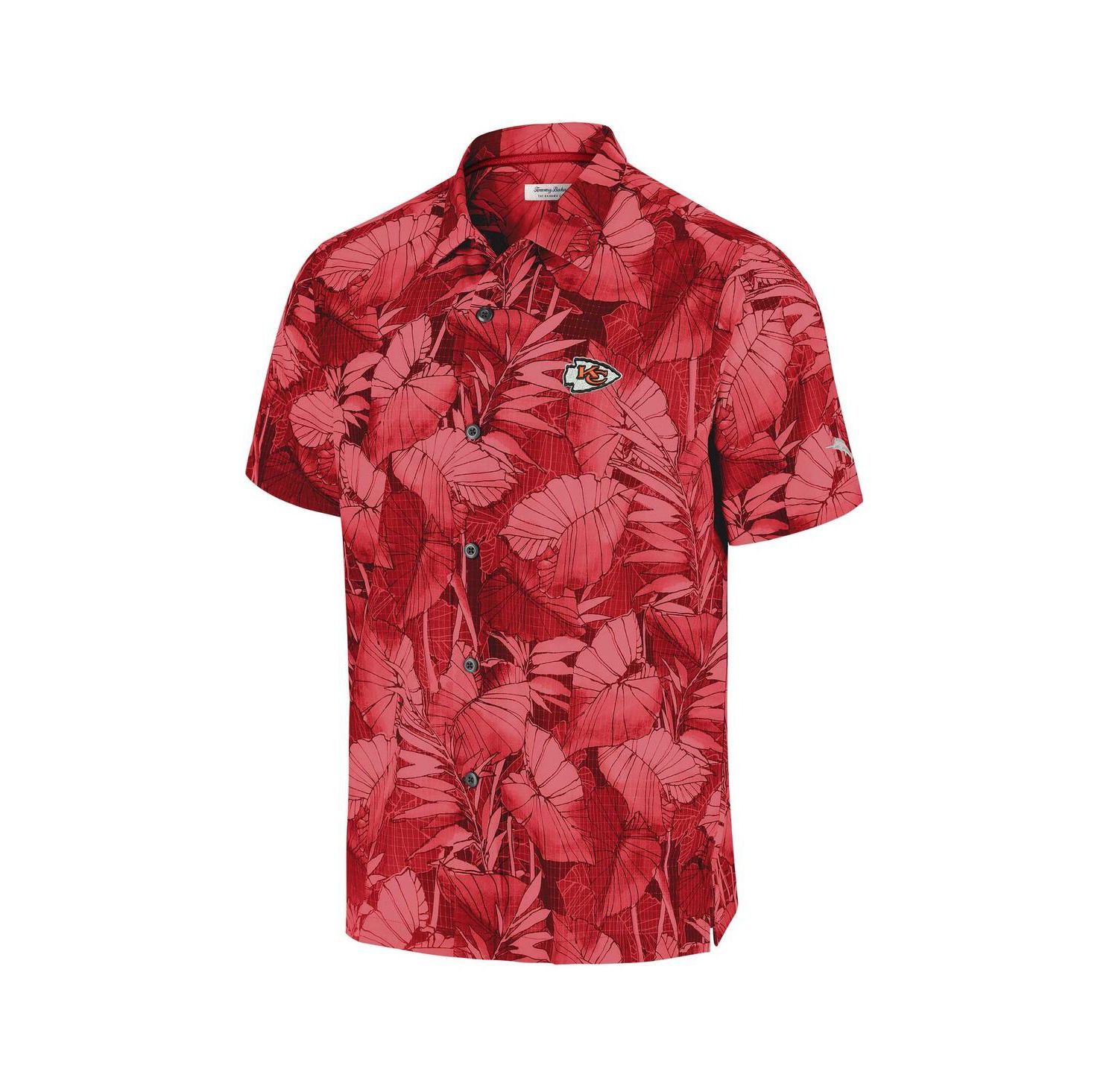 Men's Red Kansas City Chiefs Bahama Coast Nuevo Fronds Camp Button-Up Shirt