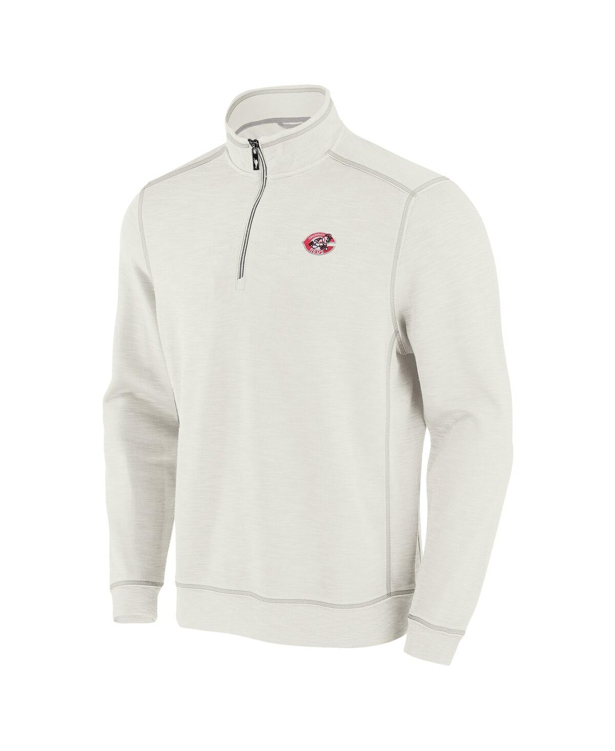 Tommy Bahama Men's Cream San Diego Padres Sport Tobago Bay Tri-blend Half-zip Sweatshirt In White
