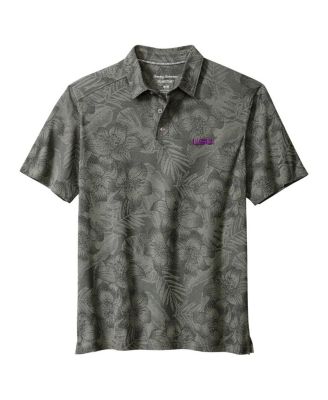 Tommy Bahama - Men's Gray LSU Tigers Palm Fresco Hibiscus IslandZone Polo Shirt