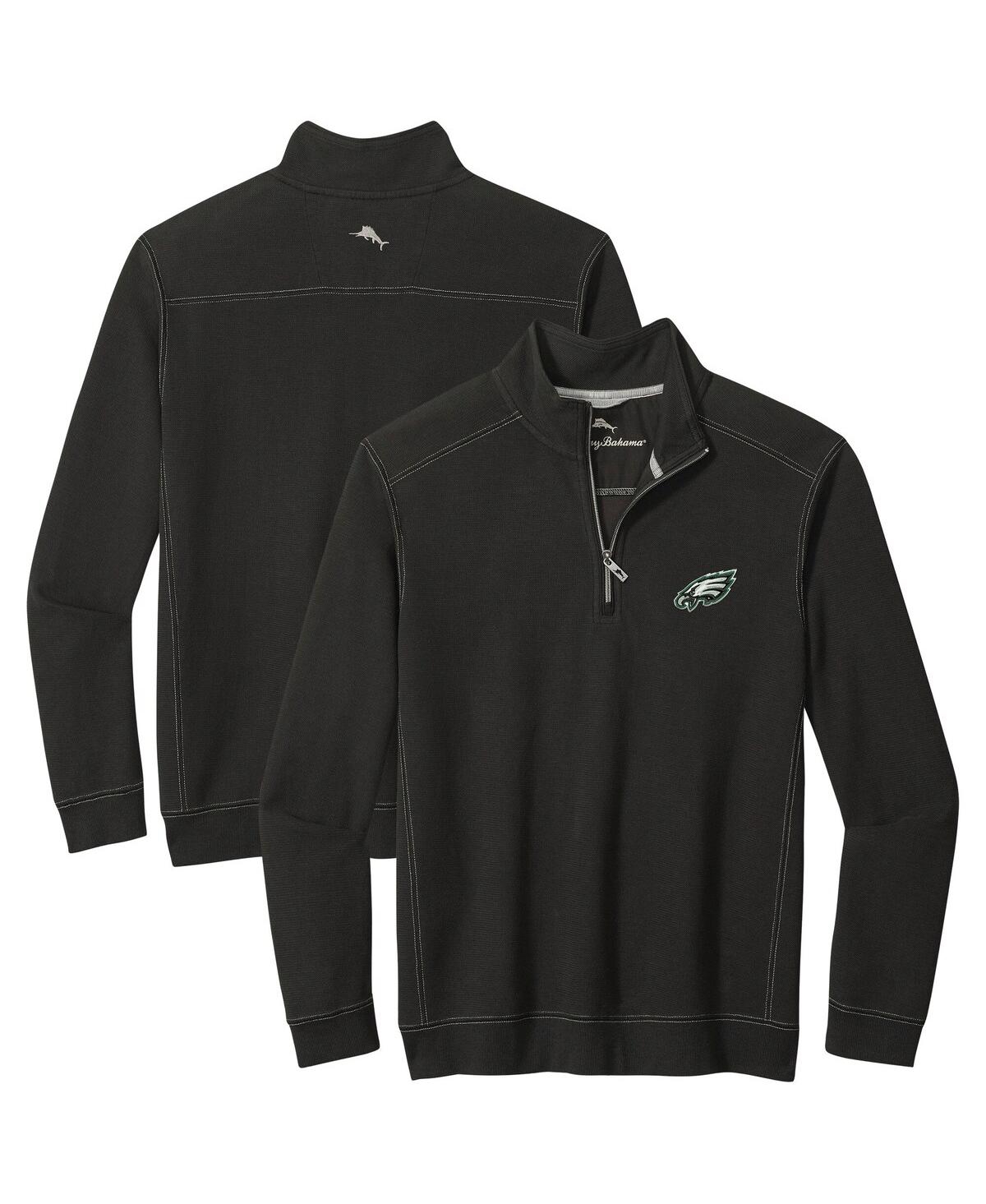 Tommy Bahama Men's Black Philadelphia Eagles Sport Tobago Half-zip Pullover Sweatshirt In Black
