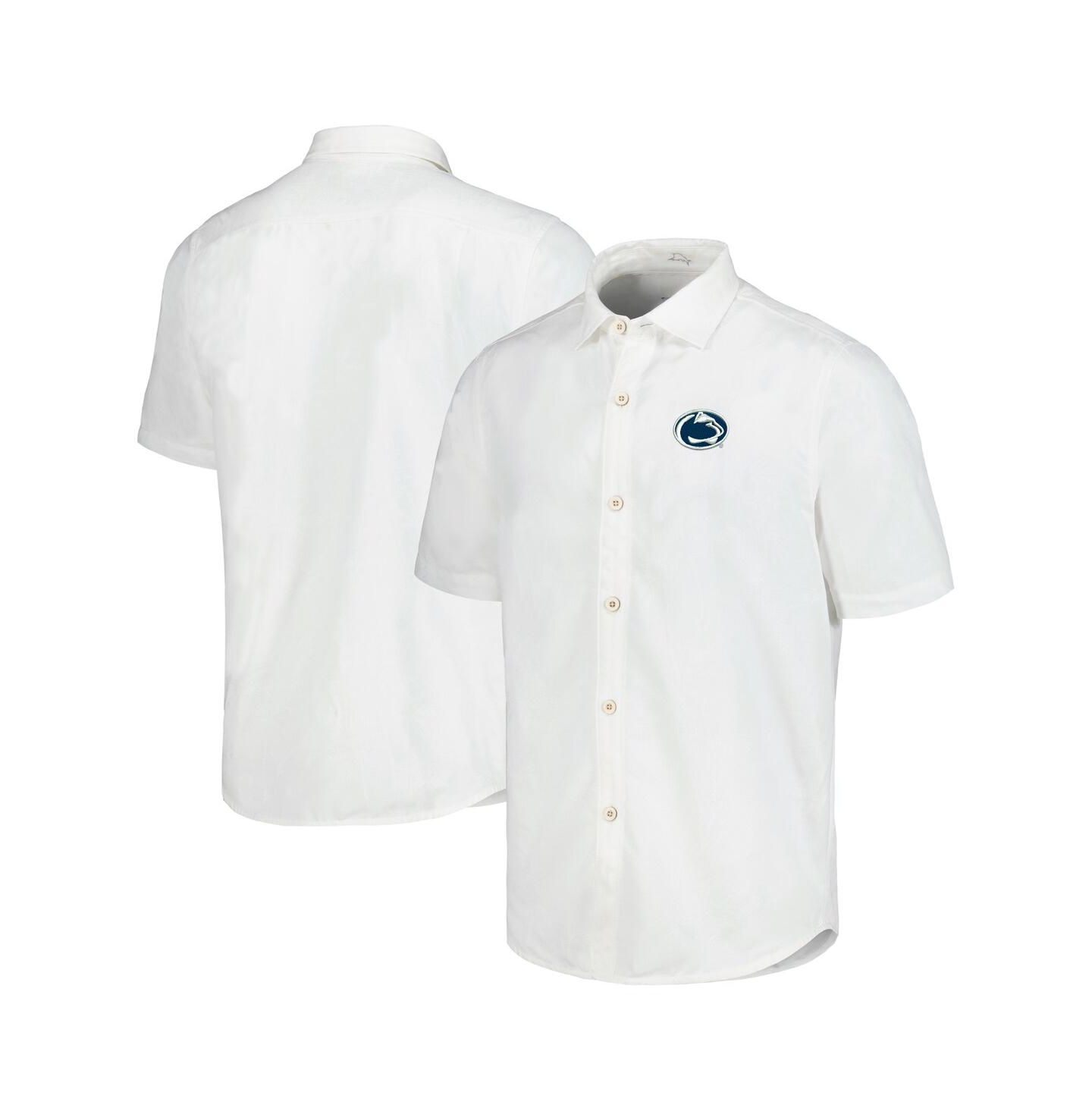 Мужская рубашка Tommy Bahama White Penn State Nittany Lions Coconut Point Palm Vista IslandZone Camp Button-Up — фото 1