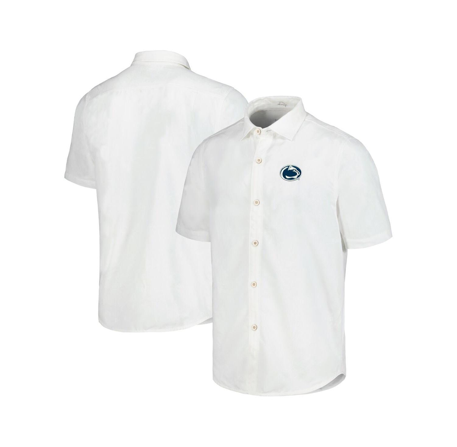 Men's White Penn State Nittany Lions Coconut Point Palm Vista IslandZone Camp Button-Up Shirt