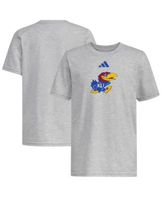 adidas - Big Boys and Girls Heather Gray Kansas Jayhawks 2023 Sideline Locker Room Logo Fresh T-Shirt
