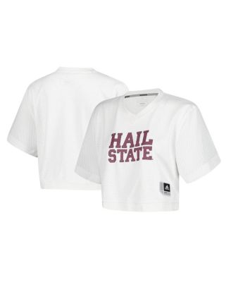 adidas - Women's White Mississippi State Bulldogs Primegreen V-Neck Cropped Jersey