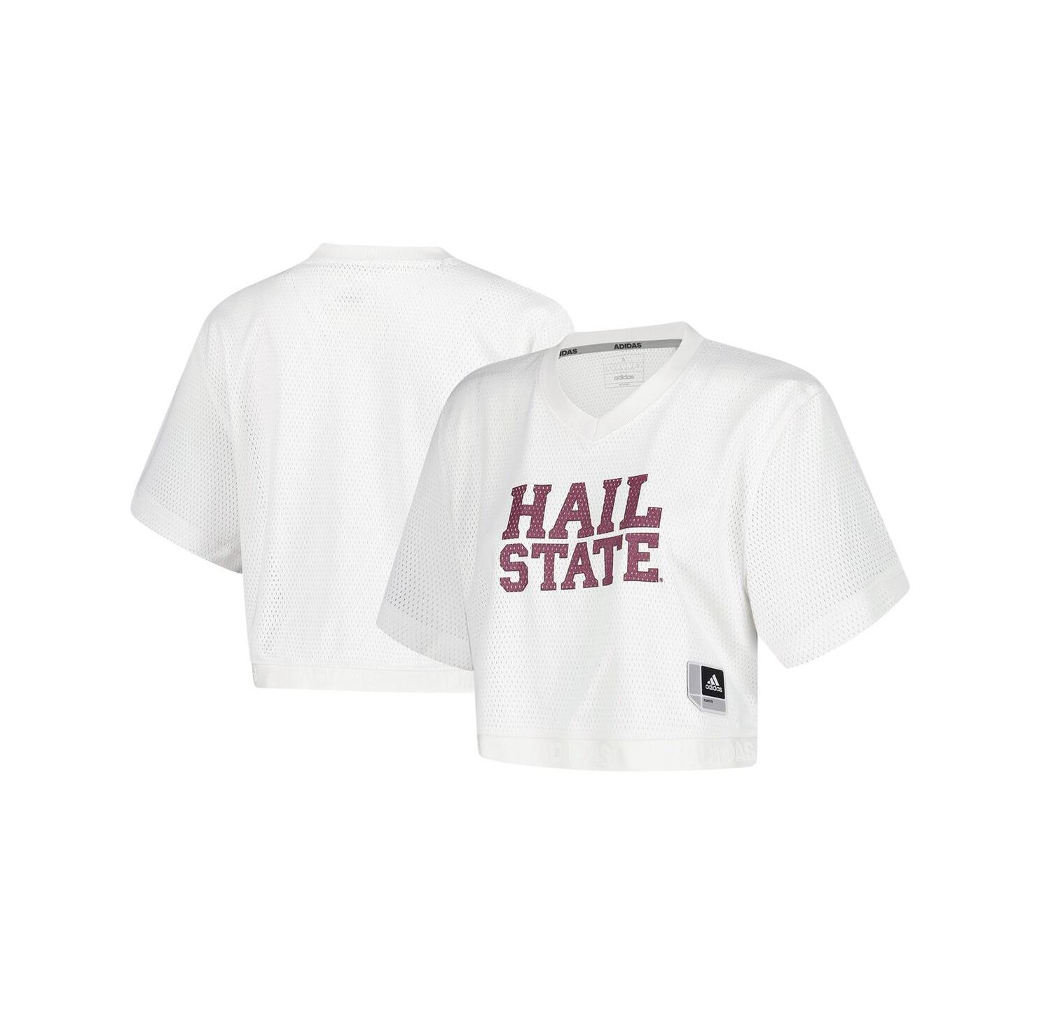 Women's White Mississippi State Bulldogs Primegreen V-Neck Cropped Jersey