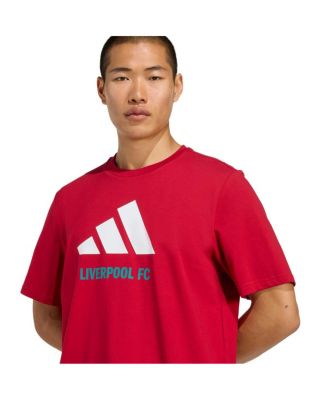 Men's Red Liverpool Three-Stripes Wordmark T-Shirt