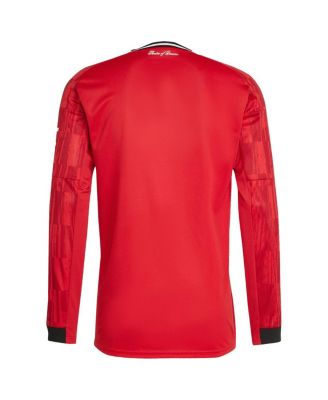 Men's Red Manchester United Home 2025/26 Replica Long Sleeve Jersey
