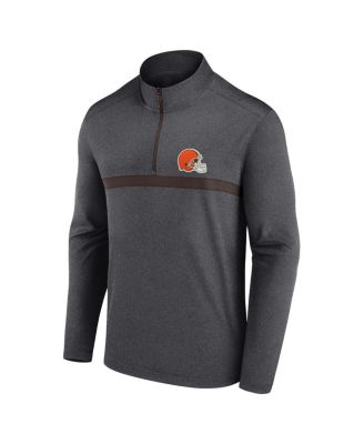 Men's Charcoal Cleveland Browns Head-to-Head Quarter-Zip Pullover Sweatshirt