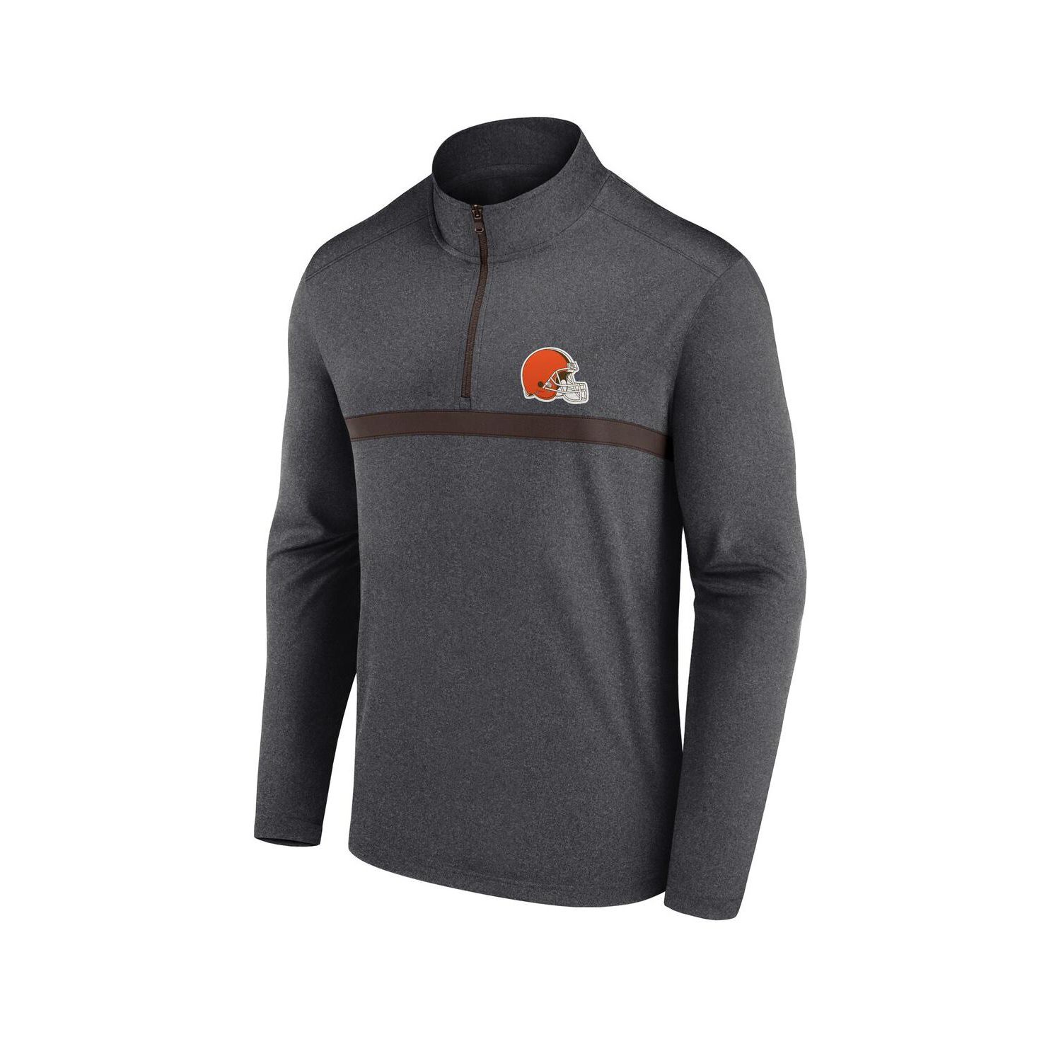 Men's Charcoal Cleveland Browns Head-to-Head Quarter-Zip Pullover Sweatshirt