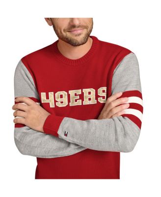 Men's Scarlet/Heather Gray San Francisco 49ers Acrylic Crewneck Pullover Sweatshirt