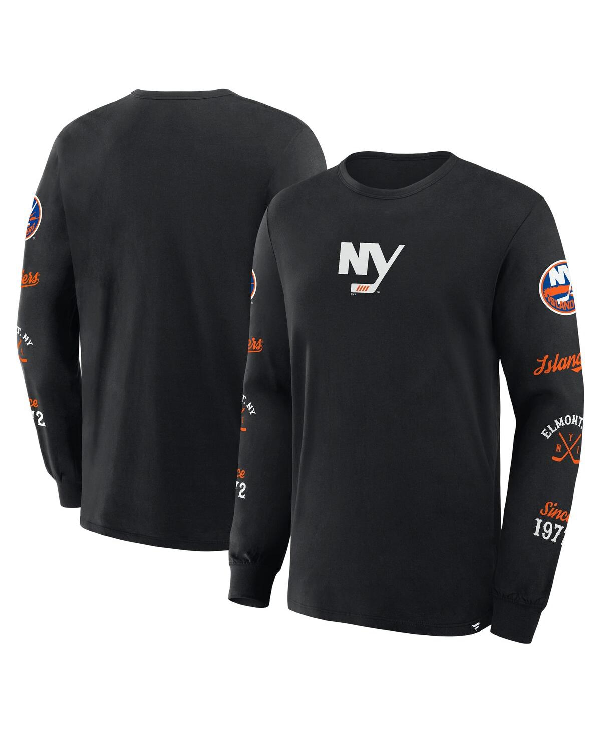 Fanatics Men's Black New York Islanders Boxed In Legacy Long Sleeve T-shirt In Black