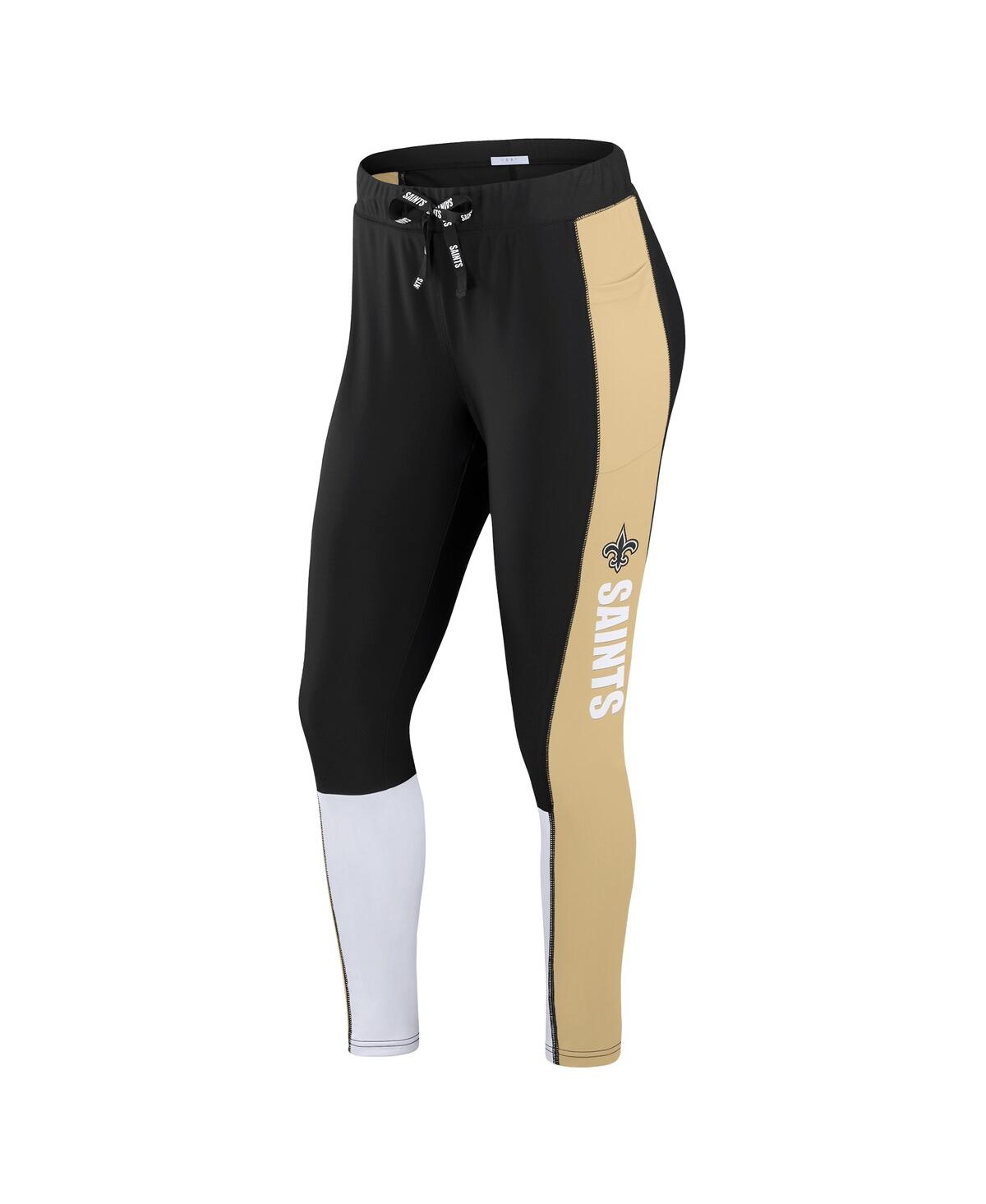 Wear By Erin Andrews Women's Black/gold New Orleans Saints Color-block Leggings In Black