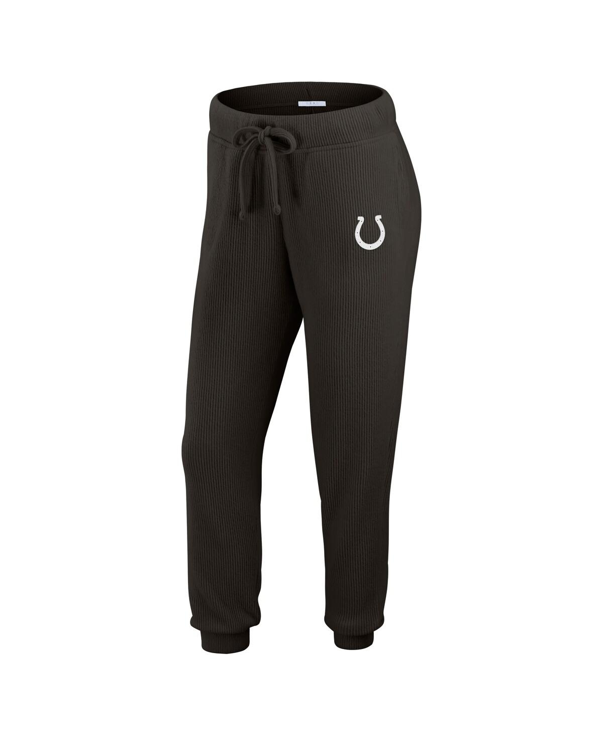 Wear By Erin Andrews Women's Cream Indianapolis Colts Plus Size Knitted Tri-blend Long Sleeve T-shirt Pants Lounge Set In Brown
