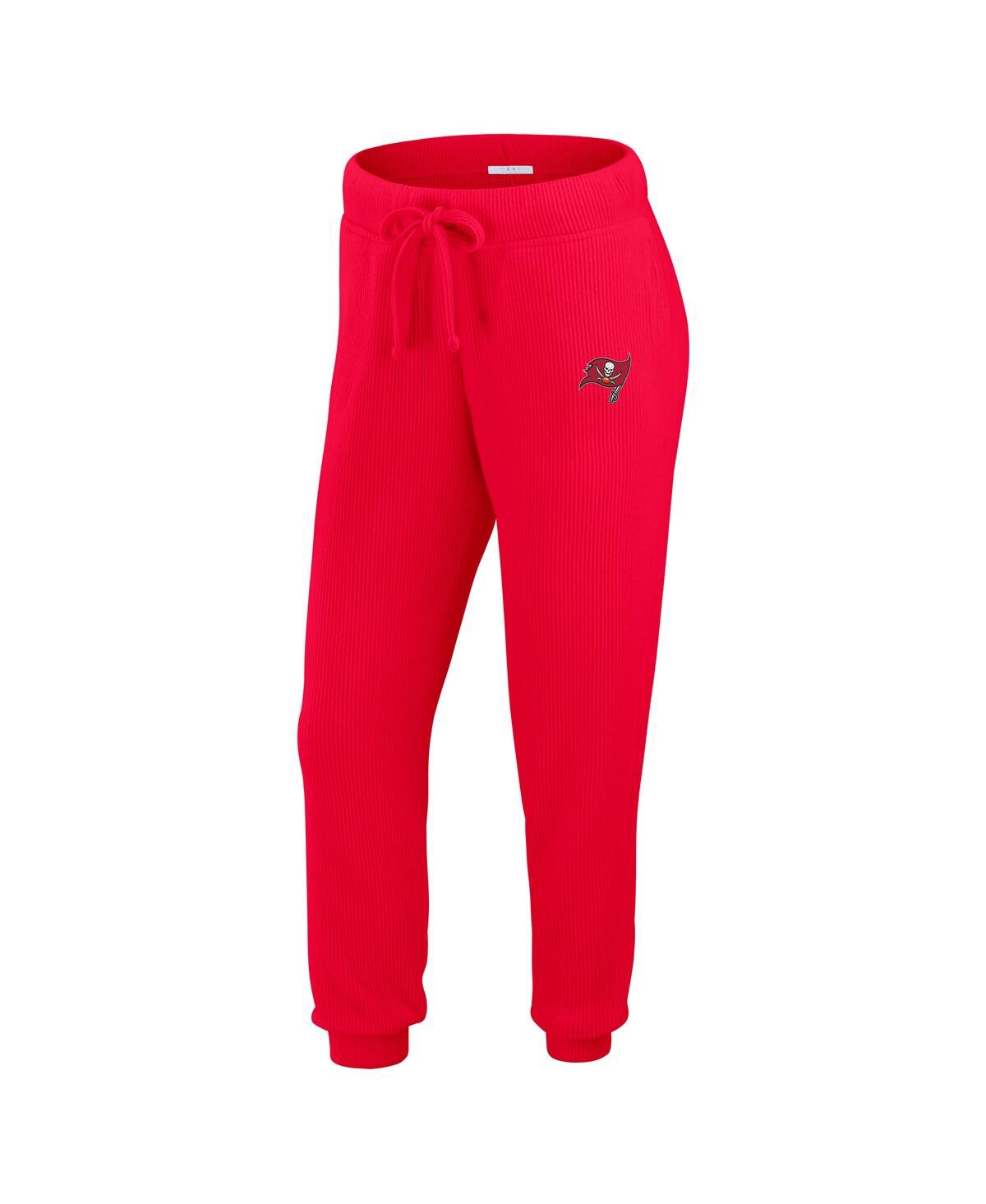 Wear By Erin Andrews Women's Cream Tampa Bay Buccaneers Knitted Tri-blend Long Sleeve T-shirt Pants Lounge Set In Red