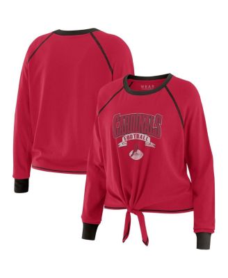 WEAR by Erin Andrews - Women's Cardinal/Black Arizona Cardinals Plus Size Tie-Front Long Sleeve Top