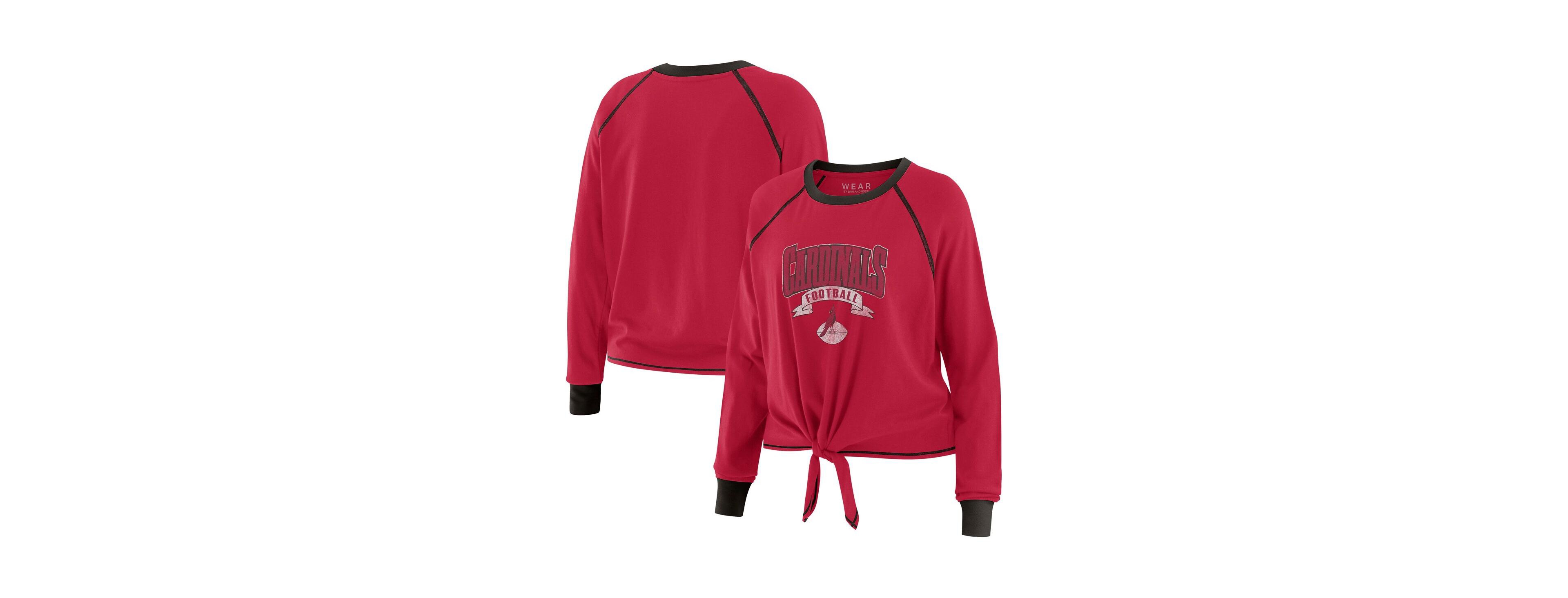 Wear by Erin Andrews Women's Cardinal/Black Arizona Cardinals Plus Size Tie-Front Long Sleeve Top