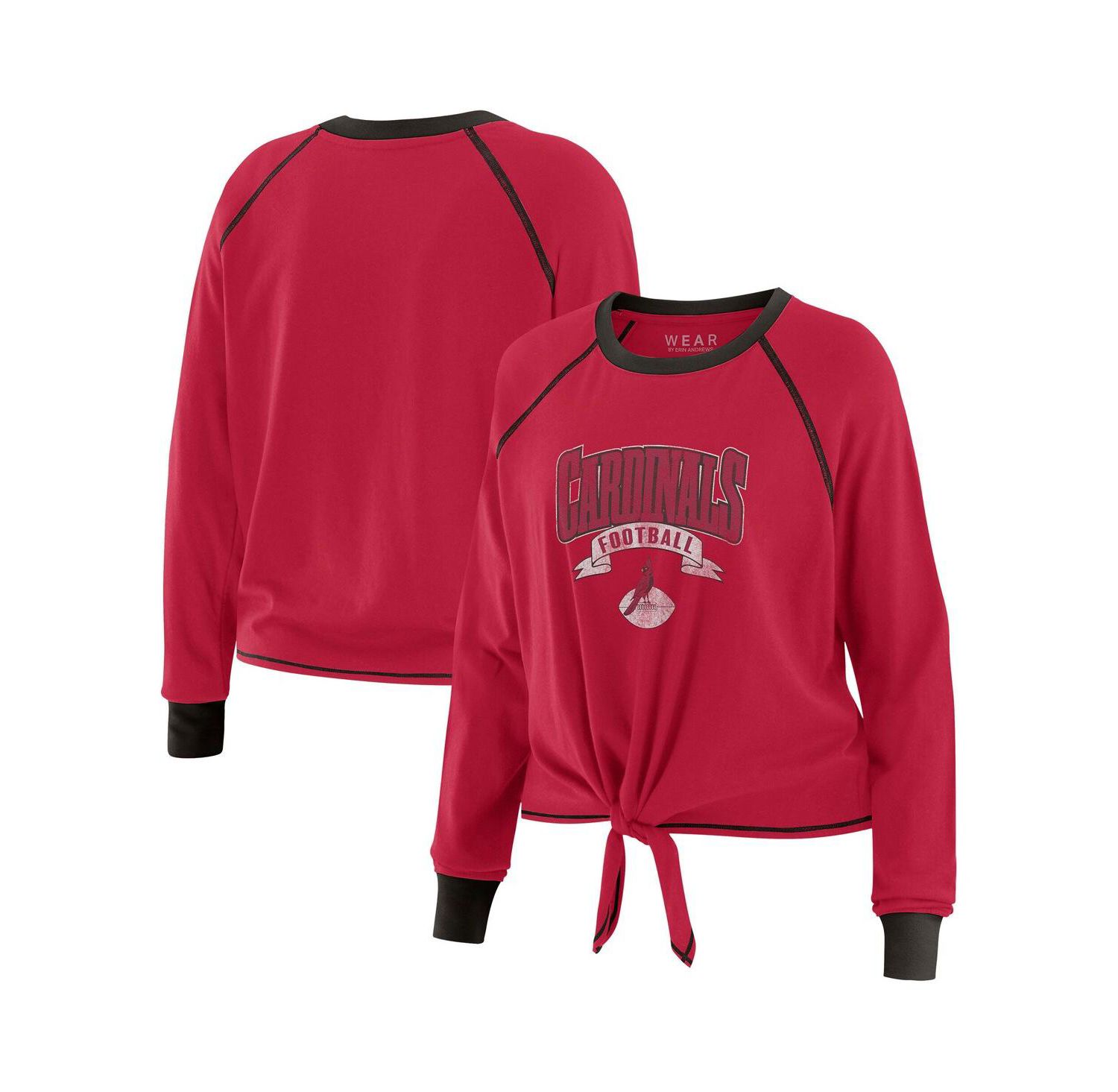 Women's Cardinal/Black Arizona Cardinals Plus Size Tie-Front Long Sleeve Top