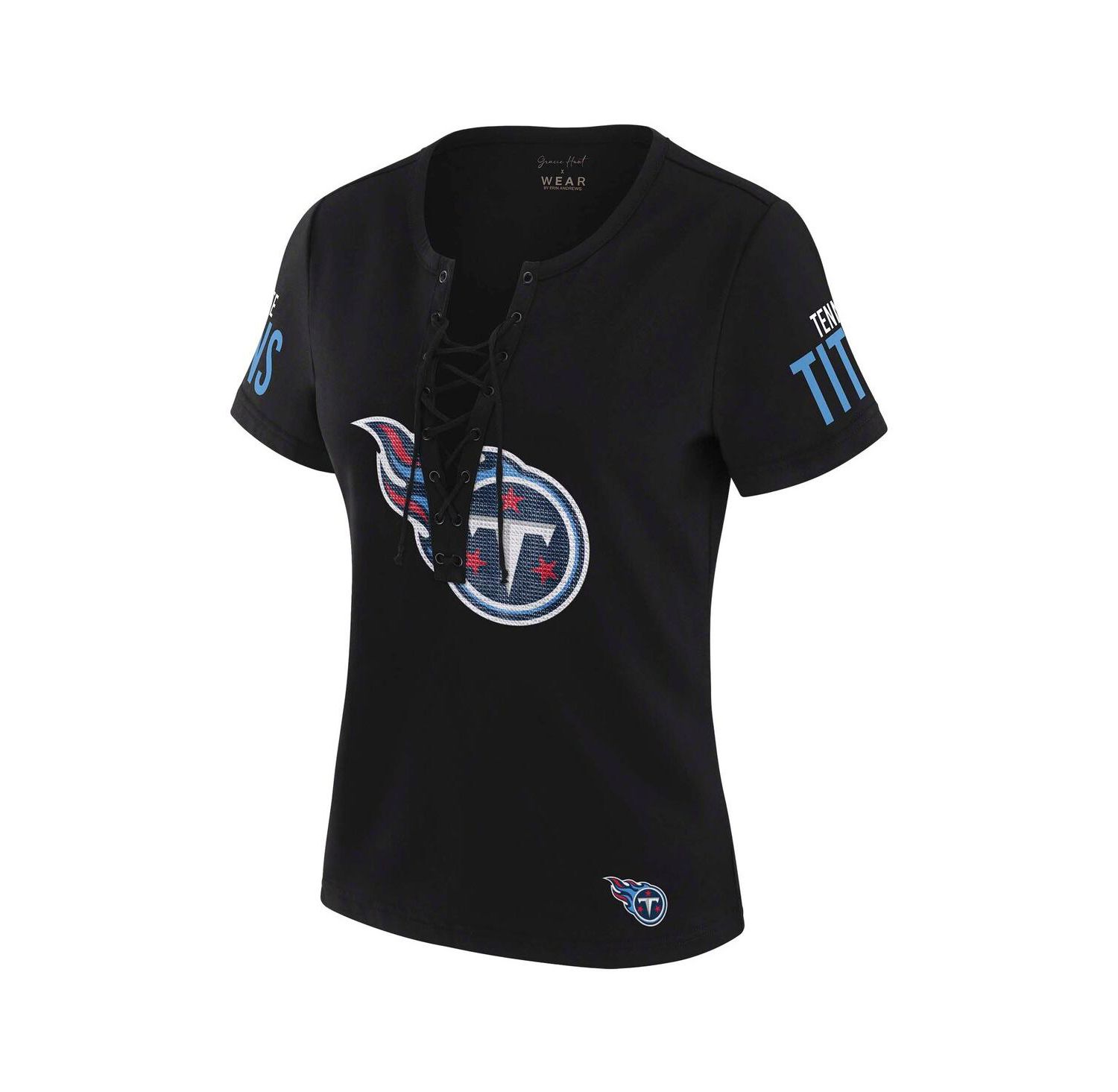 Women's x Gracie Hunt Black Tennessee Titans Draft Me Lace-Up T-Shirt