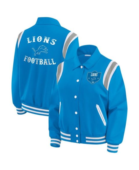 Женские куртки WEAR by Erin Andrews Women's Blue Detroit Lions Varsity Lightweight Full-Snap Jacket