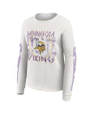 Women's White Minnesota Vikings Graphic Waffle Long-Sleeve T-Shirt