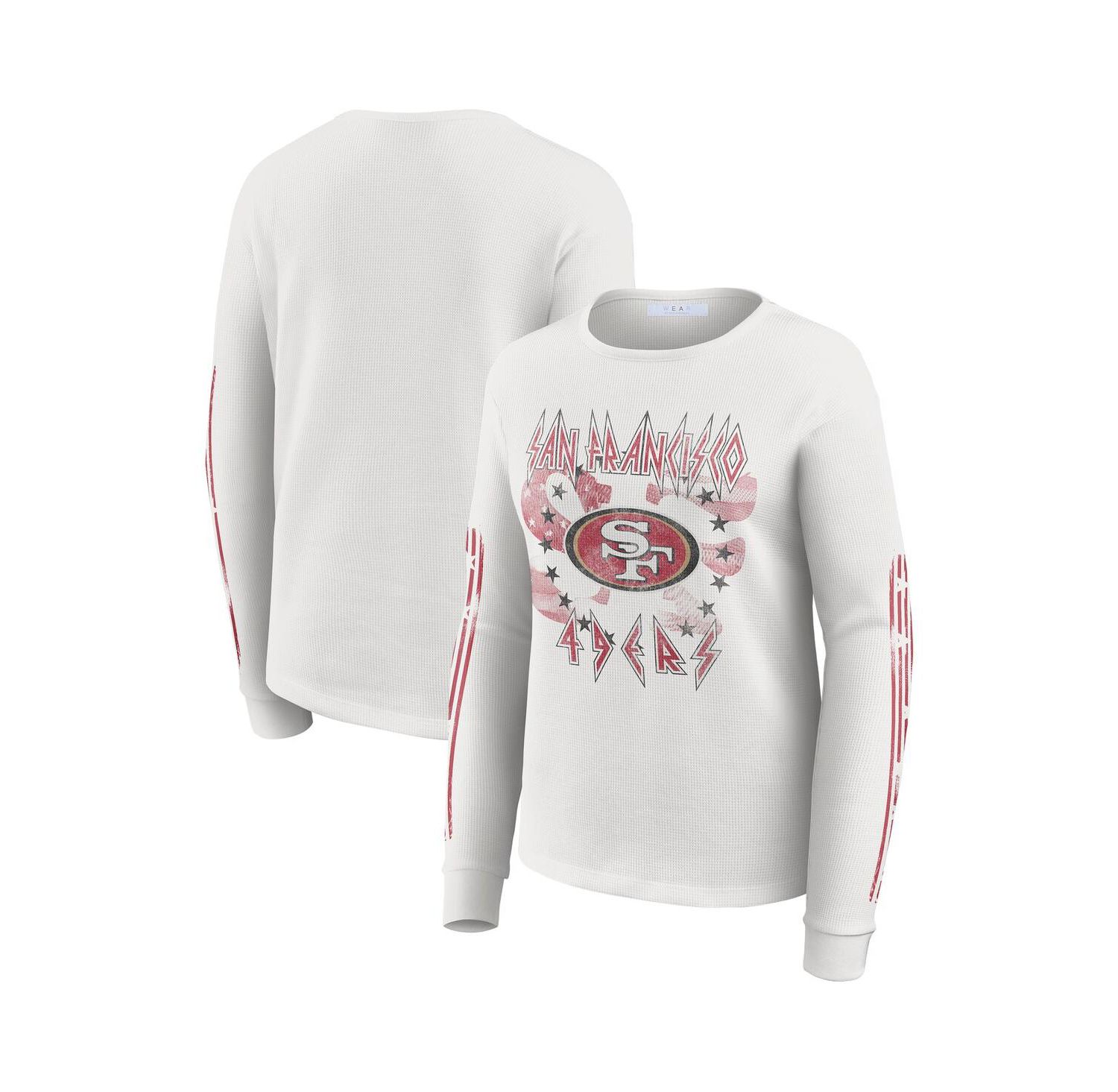 Women's White San Francisco 49ers Graphic Waffle Long-Sleeve T-Shirt