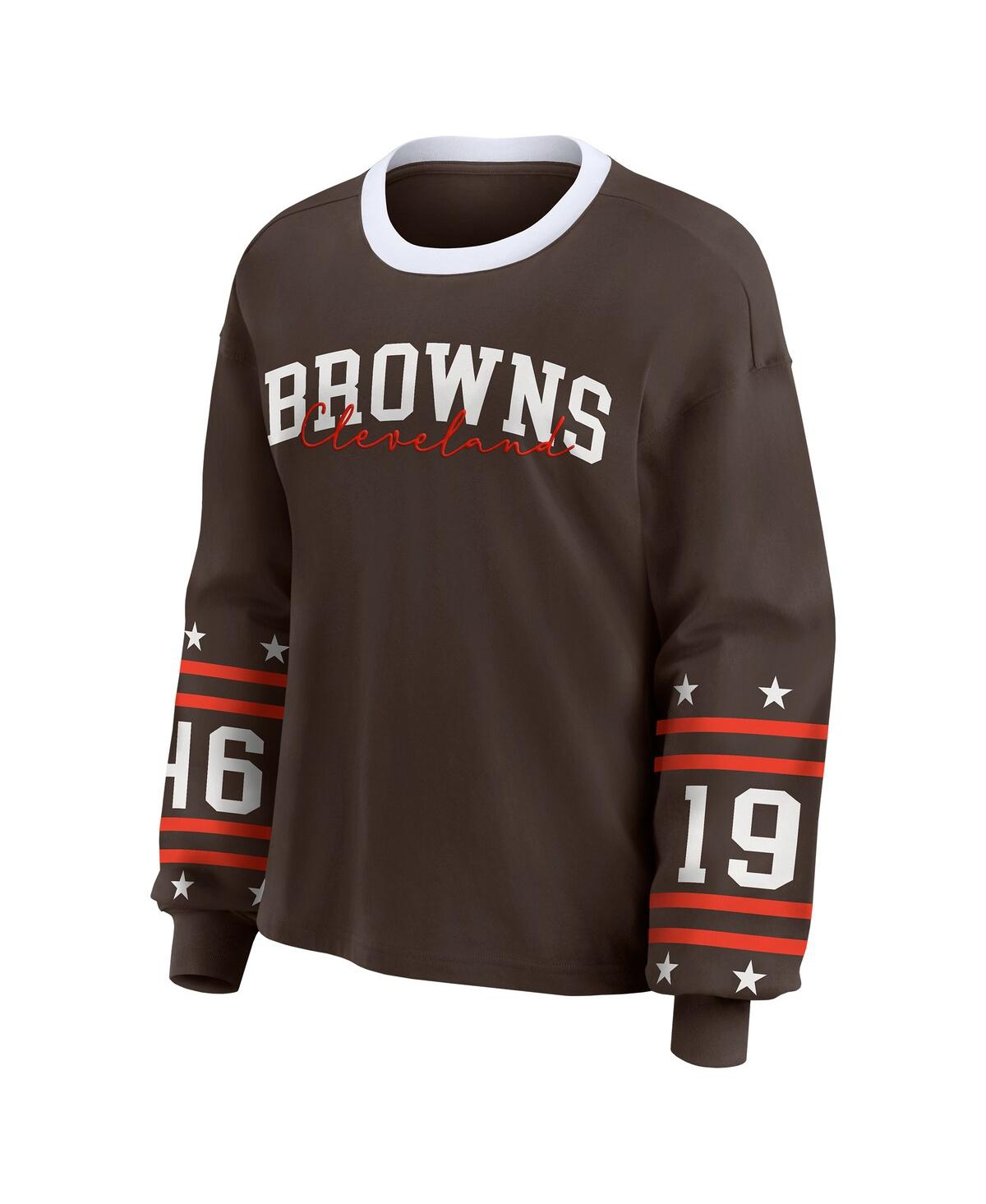 Wear by Erin Andrews Women's Brown Cleveland Browns Sport Long-Sleeve T-Shirt