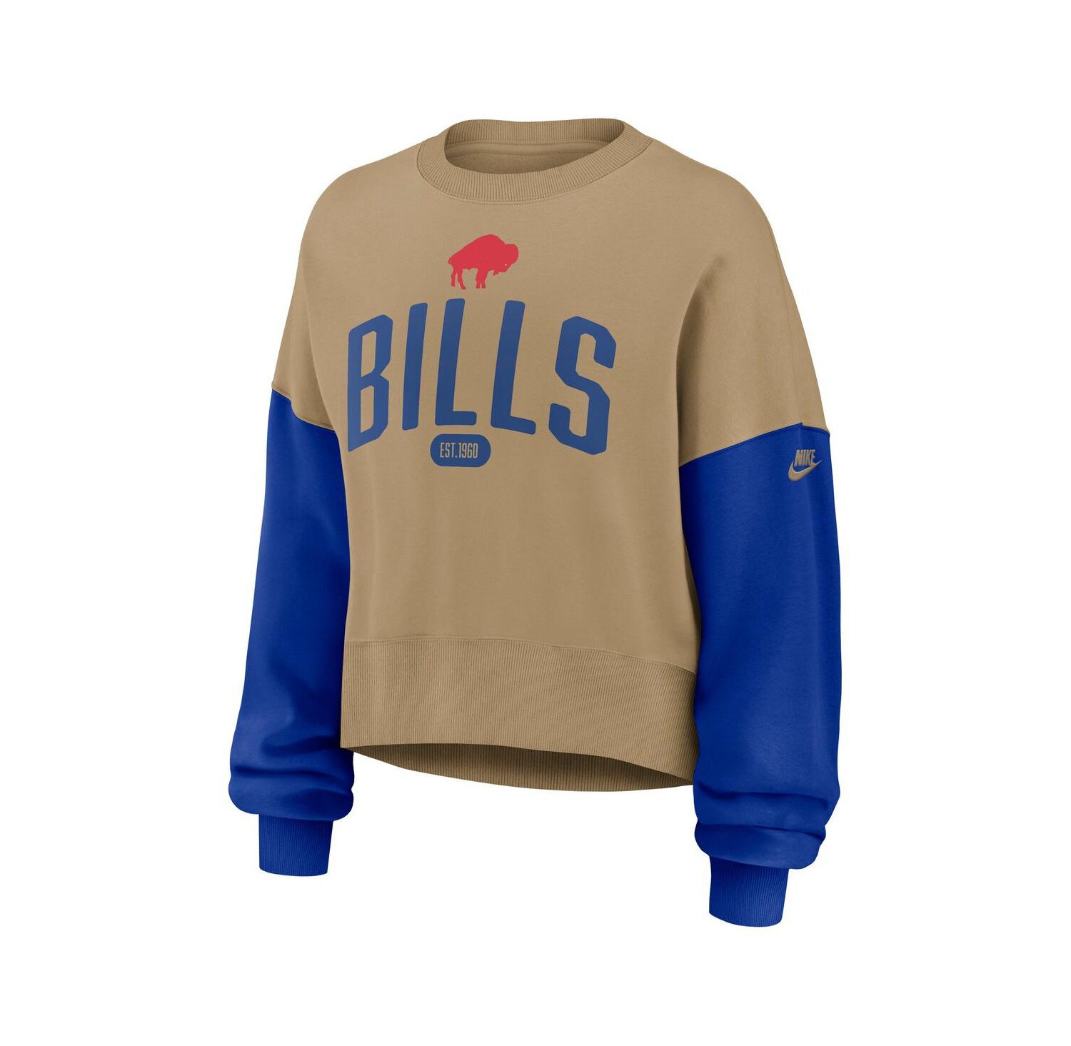 Women's Tan Buffalo Bills Oversized Rewind Pullover Sweatshirt